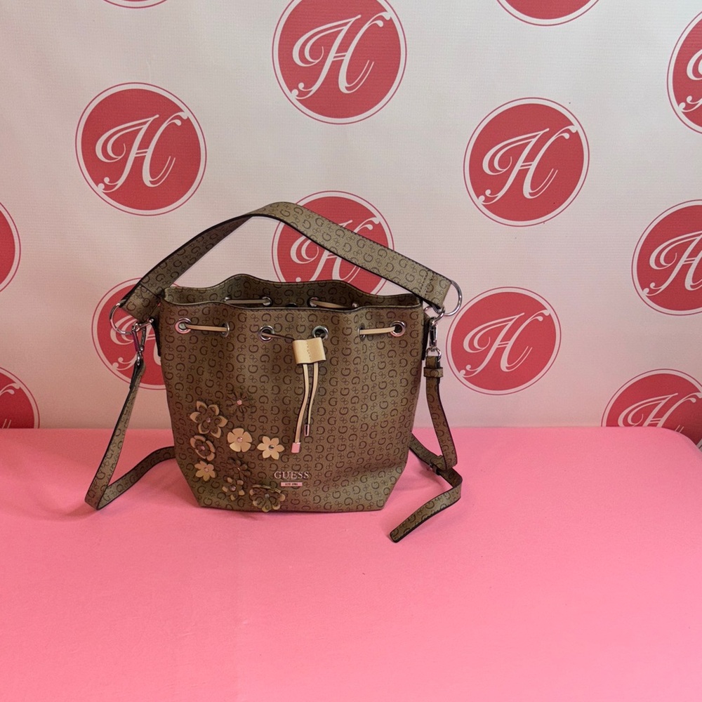 Guess Tan Floral Shoulder Bag